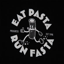 Load image into Gallery viewer, Progress Running Club Australia Eat Pasta Run Fasta organic tee shirt back print
