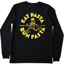 Load image into Gallery viewer, Eat Pasta Tee Shirt in Black &amp; Neon Yellow Long Sleeve
