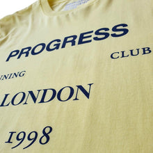 Load image into Gallery viewer, Progress Running Club Australia London organic tee shirt yellow graphic
