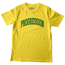 Load image into Gallery viewer, Australian exclusive organic cotton green and gold unisex graphic tee Progress Running Club inspired by Steve Prefontaine Oregon track club 
