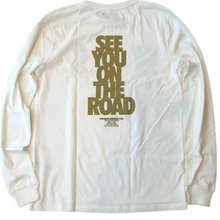 Load image into Gallery viewer, On The Road Tee Shirt in White &amp; Gold Long Sleeve
